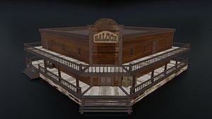 Western Saloon with Interior 3D