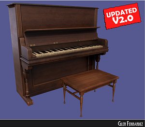 3d model piano stool updated vintage