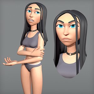 Cartoon female character Ava base mesh