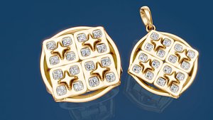 3D Elegant Geometric Diamond Pendant and Ring model