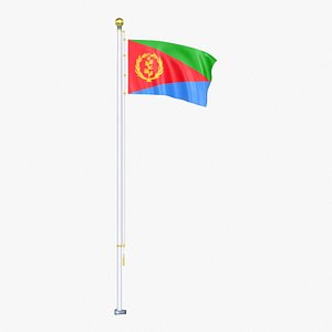 Eritrea Flag Stand Pole Animated Loop 3D model