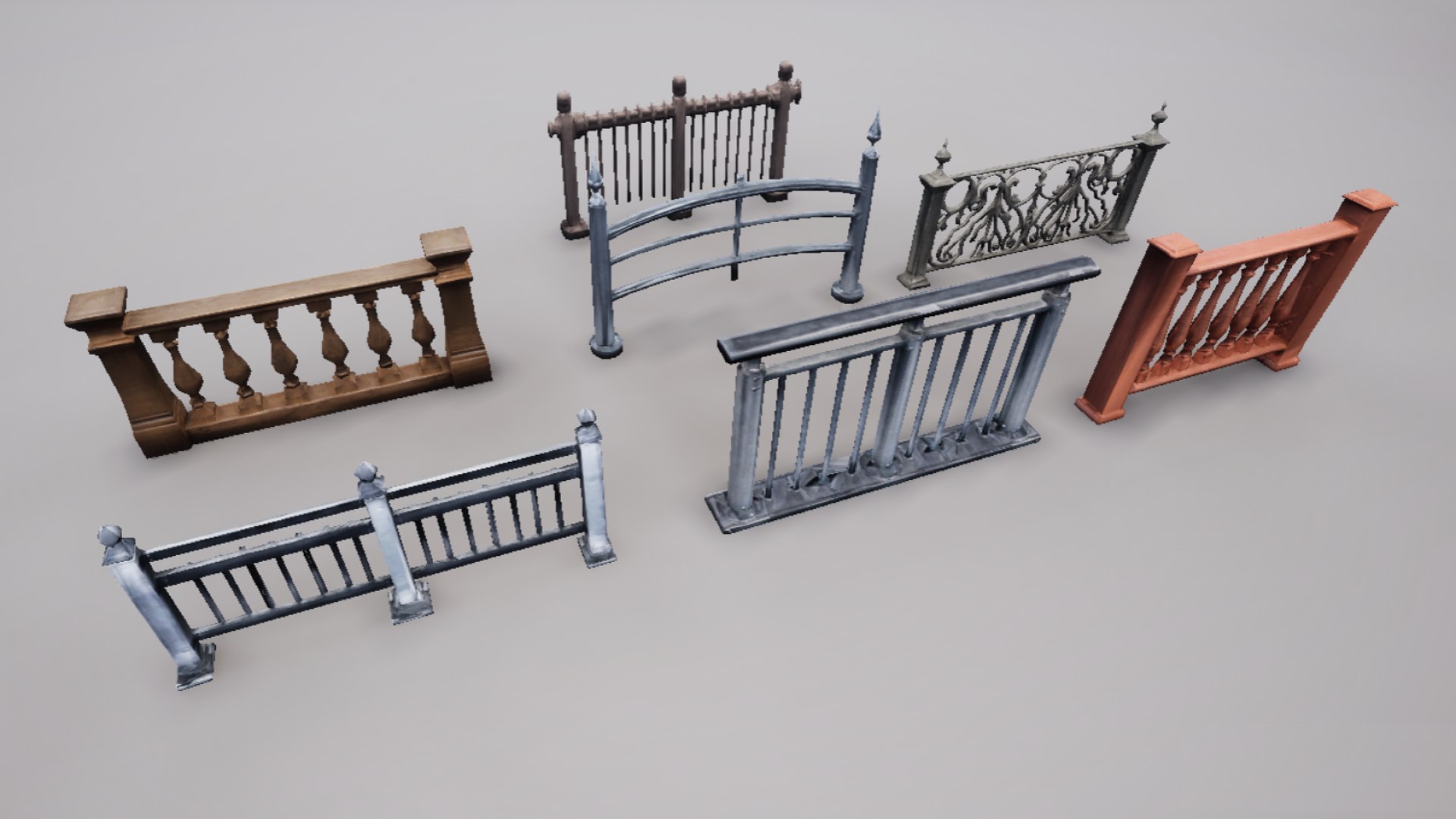 Modular Railing Pack Model - TurboSquid 2347936