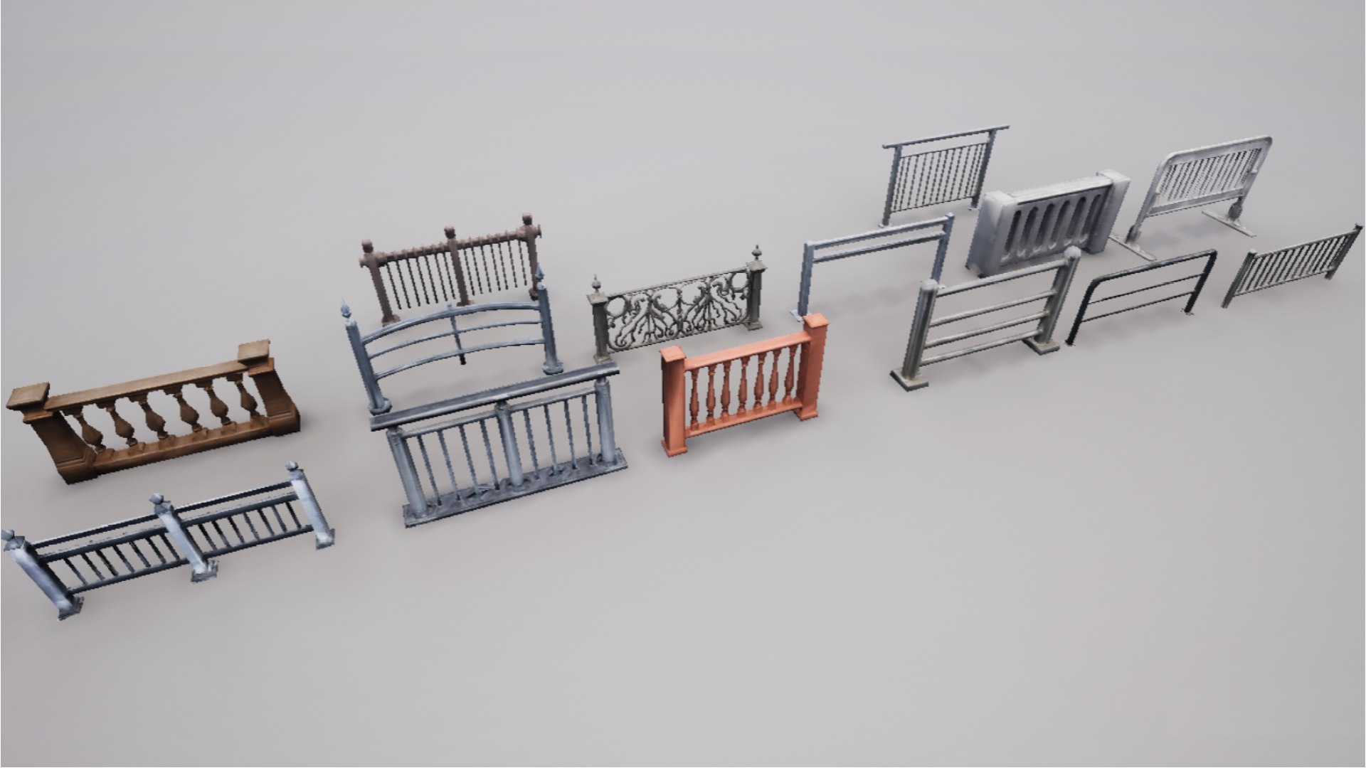 Modular Railing Pack Model - TurboSquid 2347936
