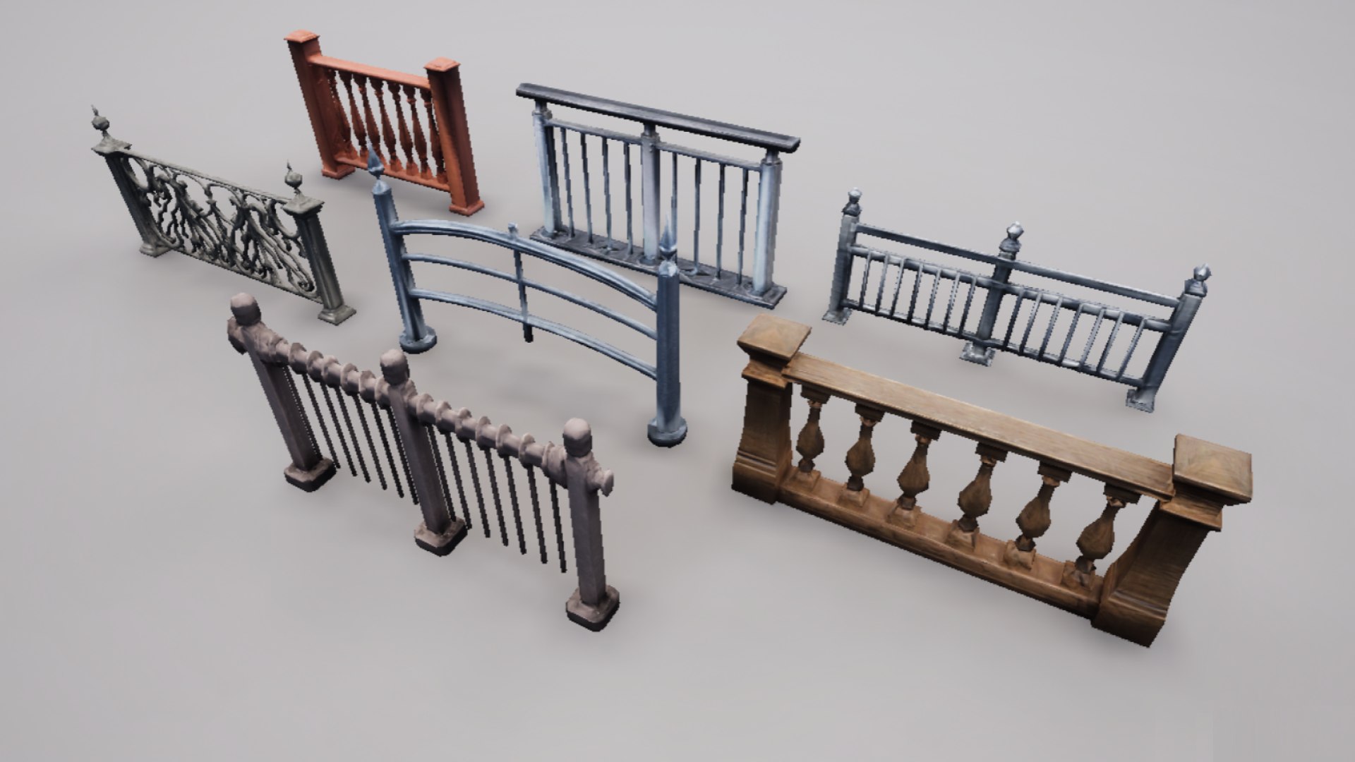 Modular Railing Pack Model - TurboSquid 2347936