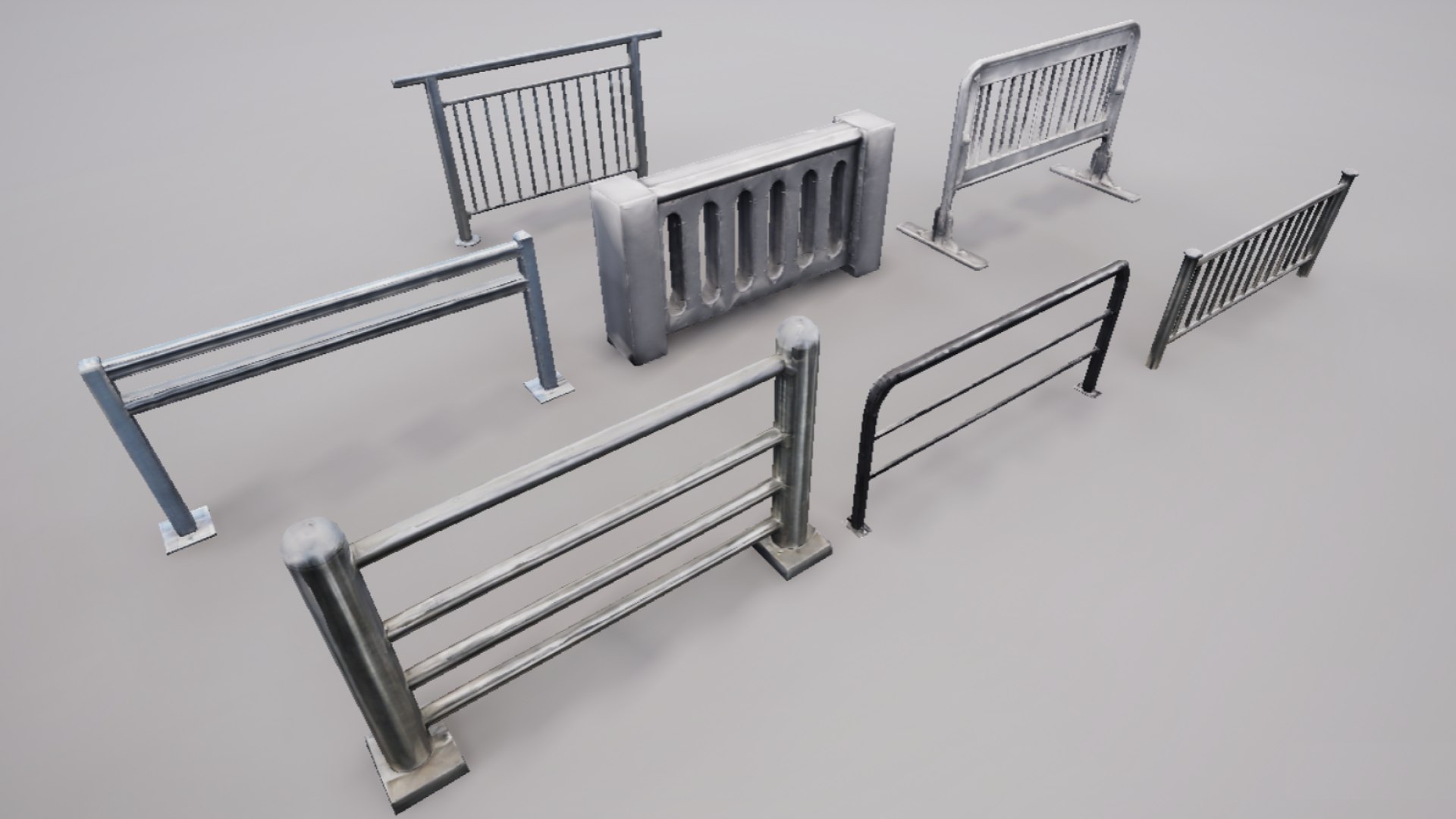 Modular Railing Pack Model - TurboSquid 2347936