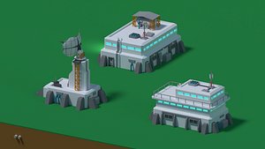 Sci-Fi buildings Low-Poly