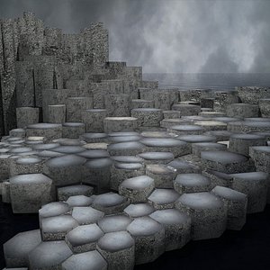 hexagonal basalt stones 3D model