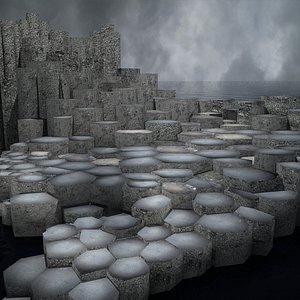 Hexagonal basalt stones