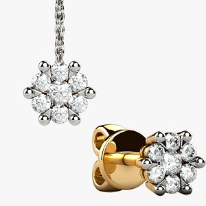 Illusion Setting Stud Gold Earrings