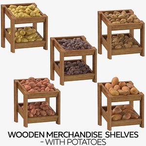 wooden merchandise shelves - model