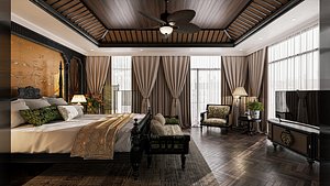 Master bedroom - 373 Indochine Villa - SuperCAT - MAX FBX OBJ SKP DEA Simlab