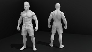 Base Mesh Muscular Male - Game-Animation Ready Low-poly 3D model
