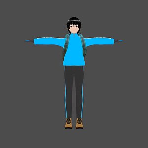 Anime Mountain Hiker Character with Backpack and Trekking Outfit VRM