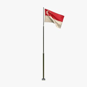 Animated  Singapor Flag model