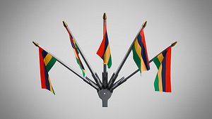 Wall Mount Flags 5 Of Mauritius 3D