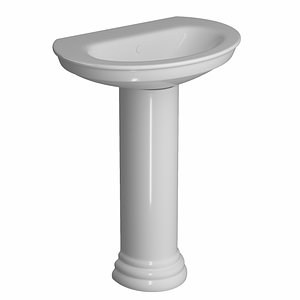 3D pedestal half wash basin model