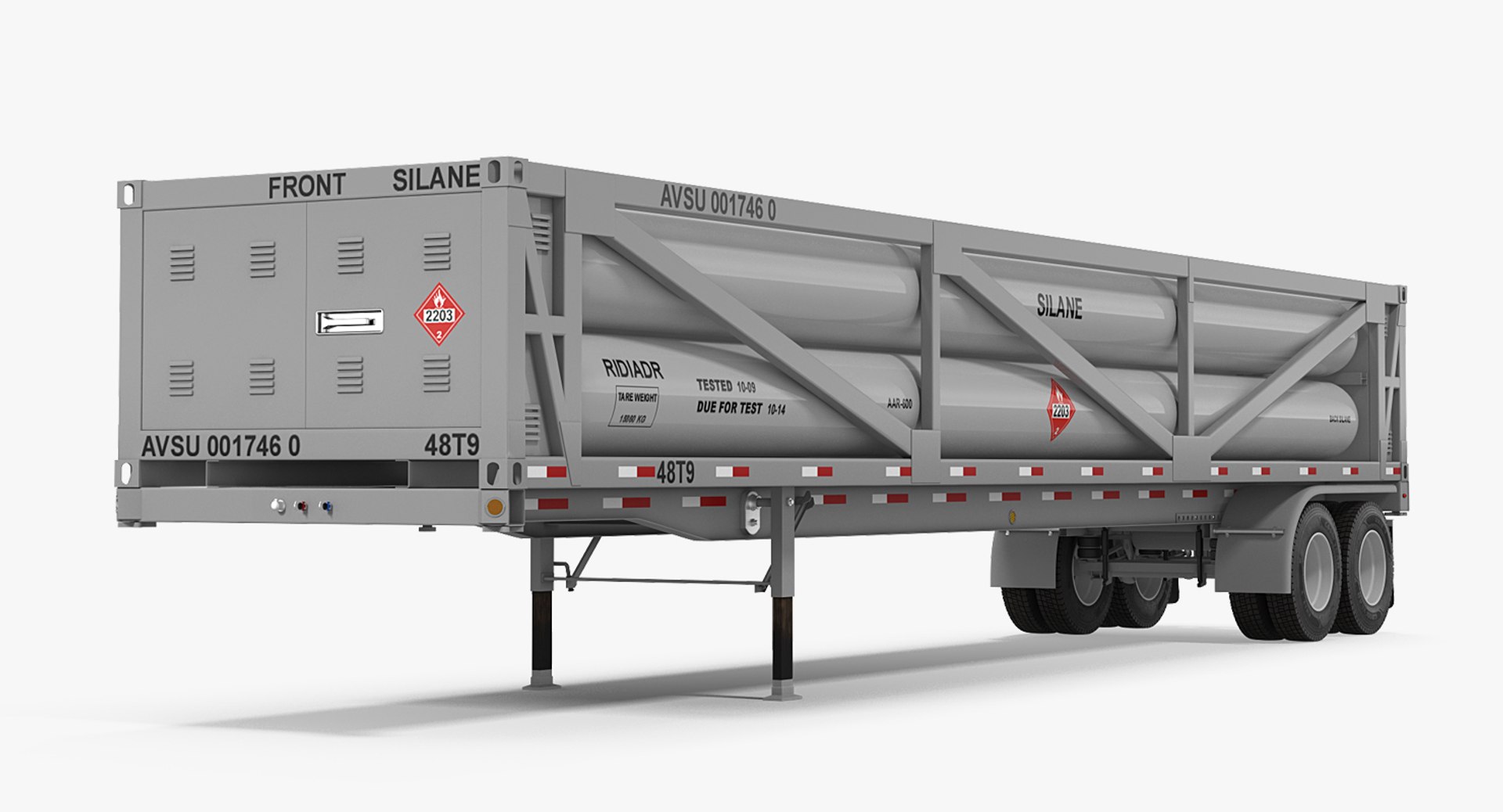 Liquefied Natural Gas Transport Trailer Rigged 3D model preview