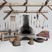 Medieval blacksmith equipment