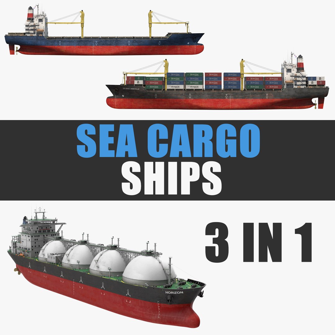 Sea Cargo Ships Collection 3D model preview