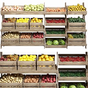 Rack with food and fruit