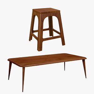 Wooden Chair With Coffee Table