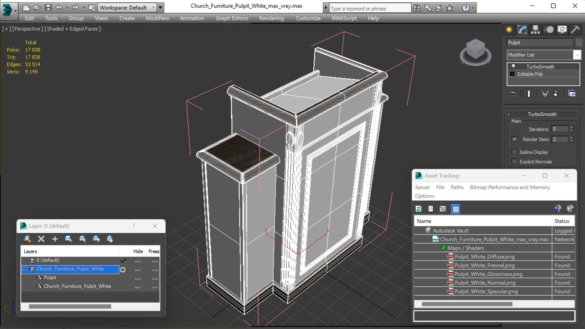 3D Church Furniture Pulpit White - TurboSquid 2199175