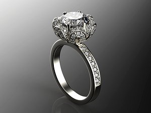 Jewelry engagement ring with gem 0063 3D