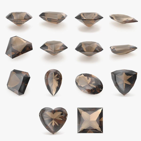 3D Smokey Topaz Stone Collection