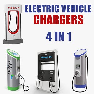 electric vehicle chargers charging 3D model