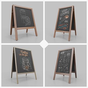 Customizable Classic Wooden A-Frame Chalkboard Signs 3D