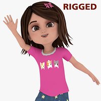 Rigged Cartoon Girl Character