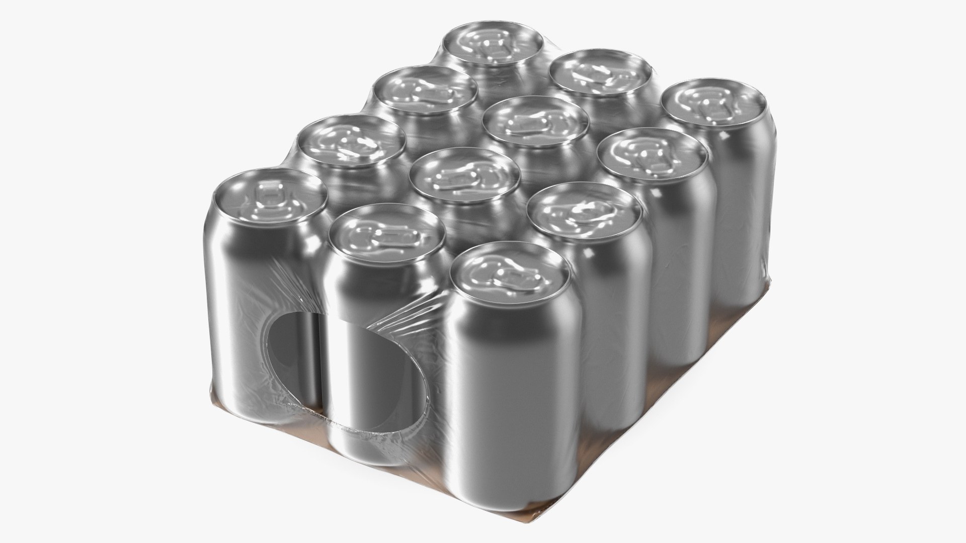 Aluminium Can 330ml 12pcs Transparent Package 3D model preview