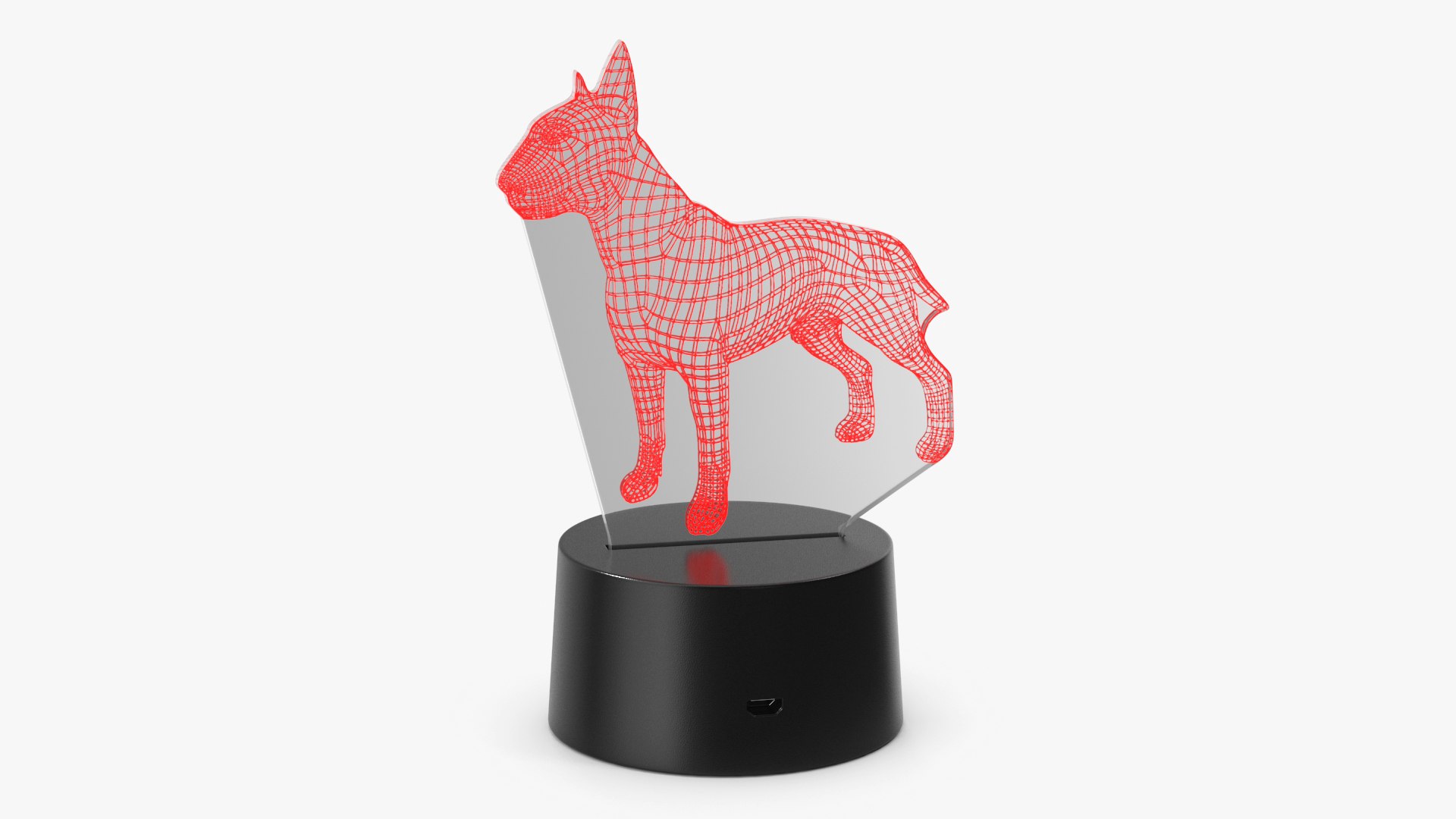 Optical Illusion 3D Dog Lamp Red 3D model preview