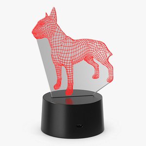 Optical Illusion 3D Dog Lamp Red