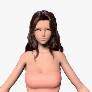 3D PBR Game Hair CG Hair Long hair Big waves Female Hair Beauty hair 04