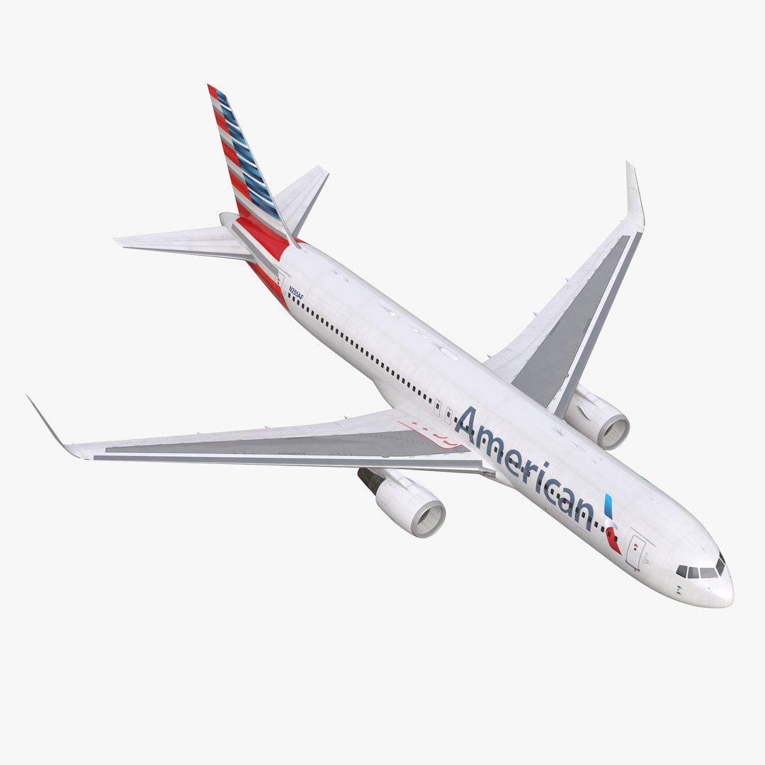 Boeing 767-300ER American Airlines Rigged 3D Model 3D model preview