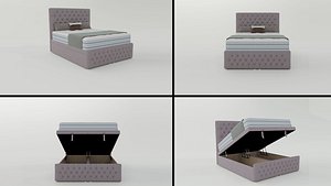 Classic Velvet Upholstered Bed 3D Model  Realistic Corona Render model