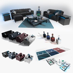 Modern Living Room Furniture Set 3D model