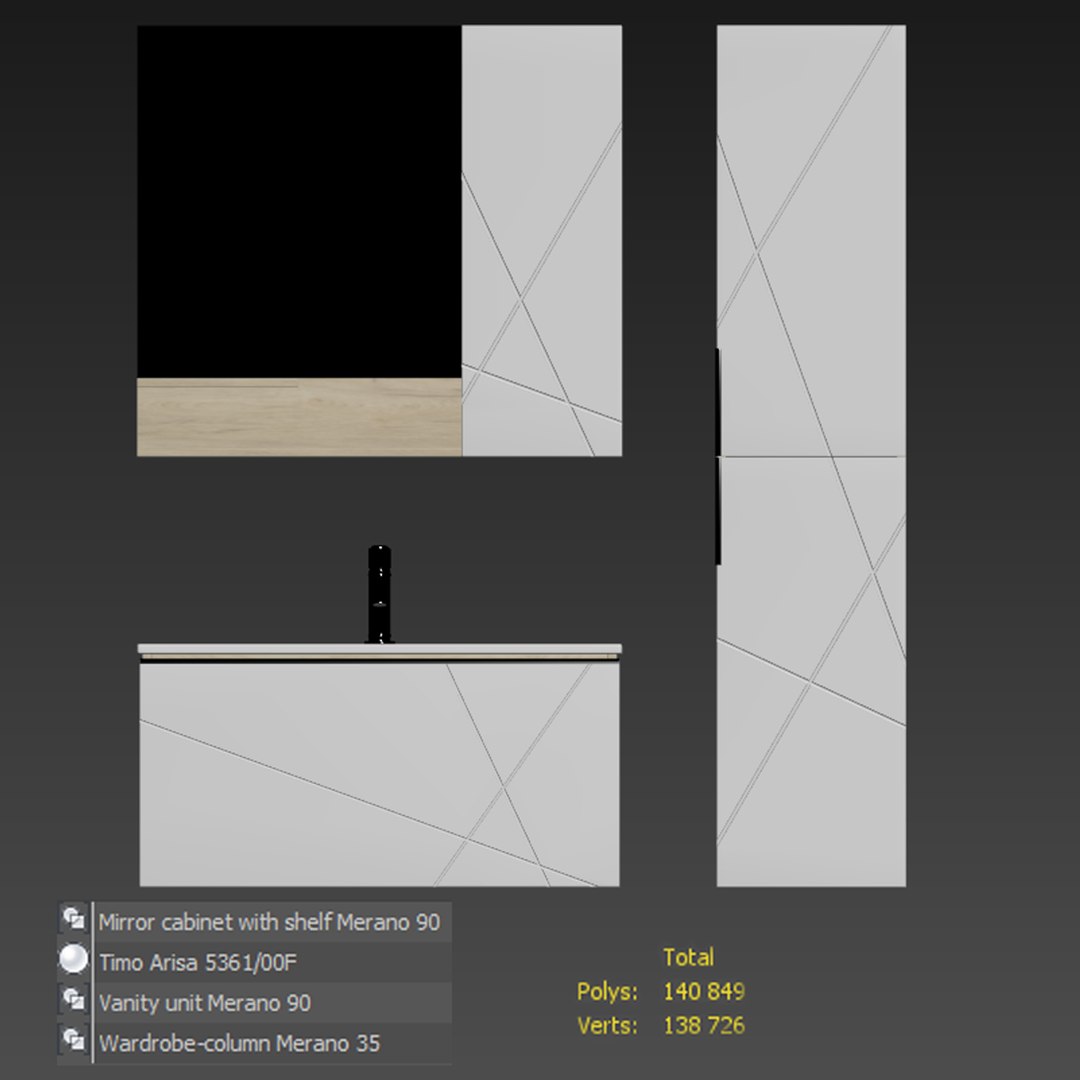 3D Comforty Merano 90 And Penal Smoky Oak Model - TurboSquid 2191731