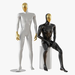 abstract male mannequin gold model