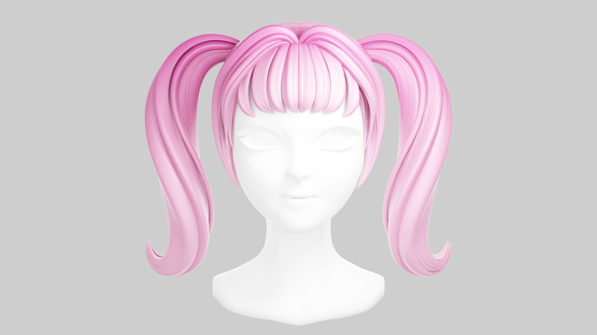 3D model pink long hair VR / AR / low-poly