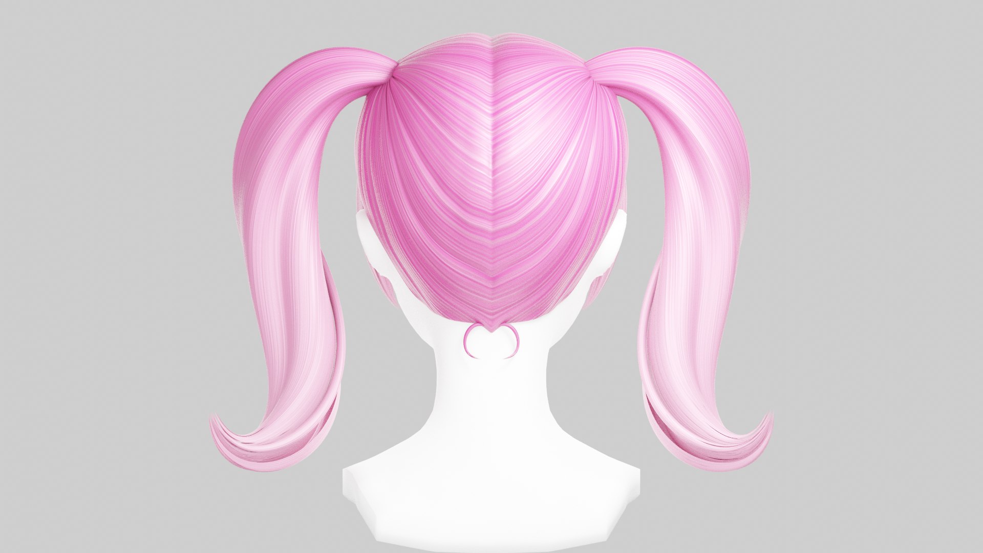 Straight Pigtails Poly Hair 3d Model Turbosquid 1739610