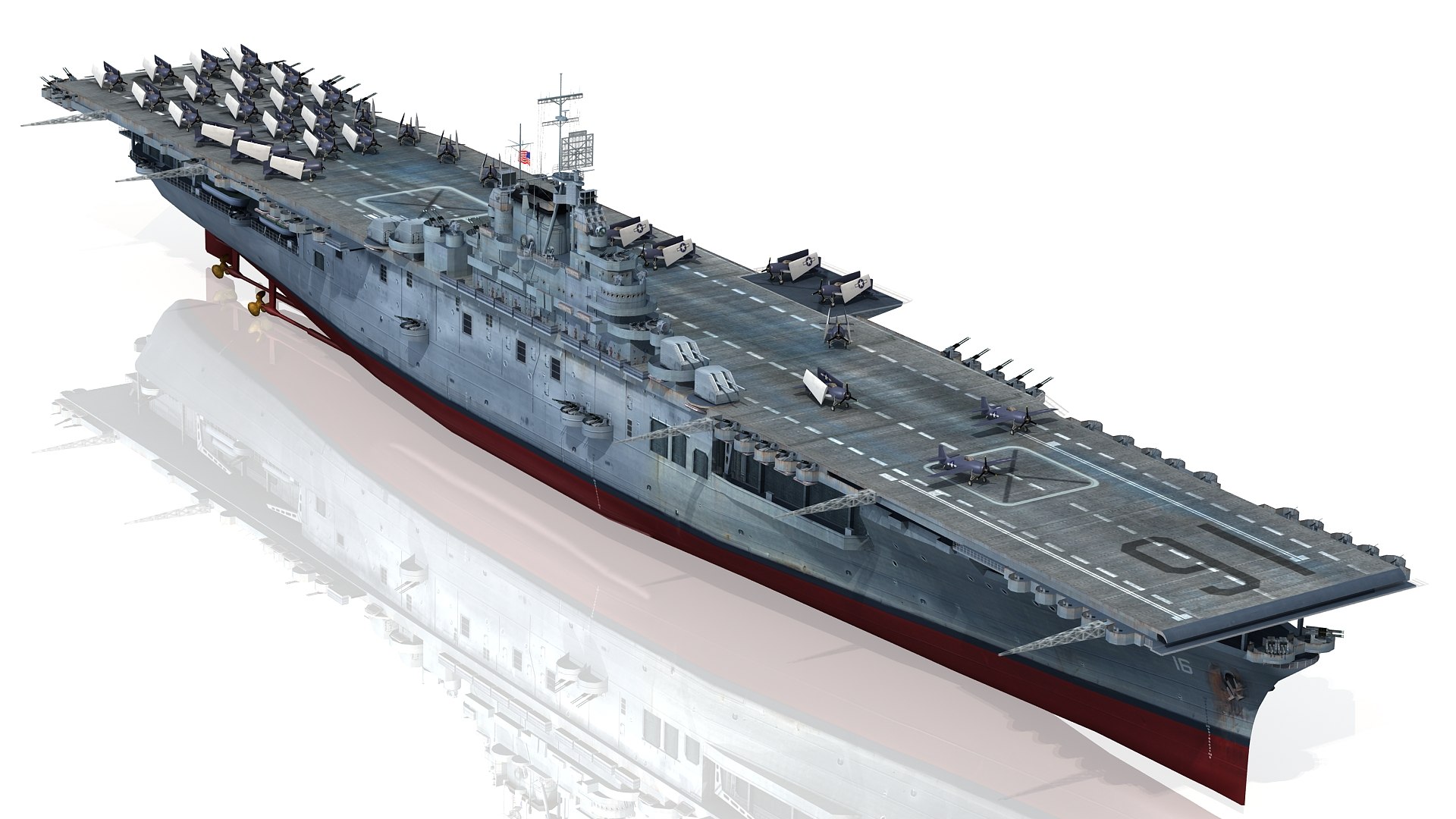 USSレキシントン（CV-16）1944-19453Dモデル - TurboSquid 1489991