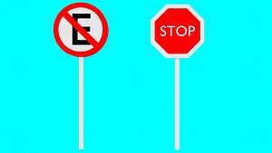 3D Stop y Prohibido Low Poly