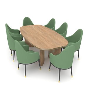 3D The classic table and chair set Low-poly 3D model