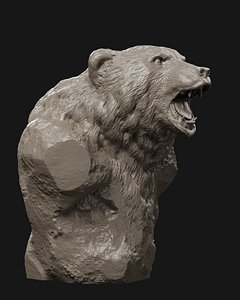 bear grin bust printing 3D