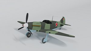 Low Poly Cartoon LaGG-3 WWII Airplane