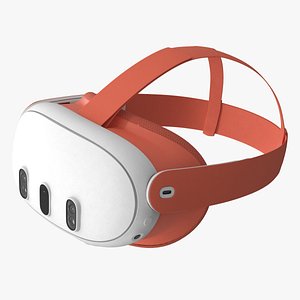 3D Standalone VR Headset with Orange Strap model