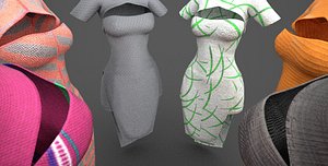 Women clothing rental package with stickers 3D model