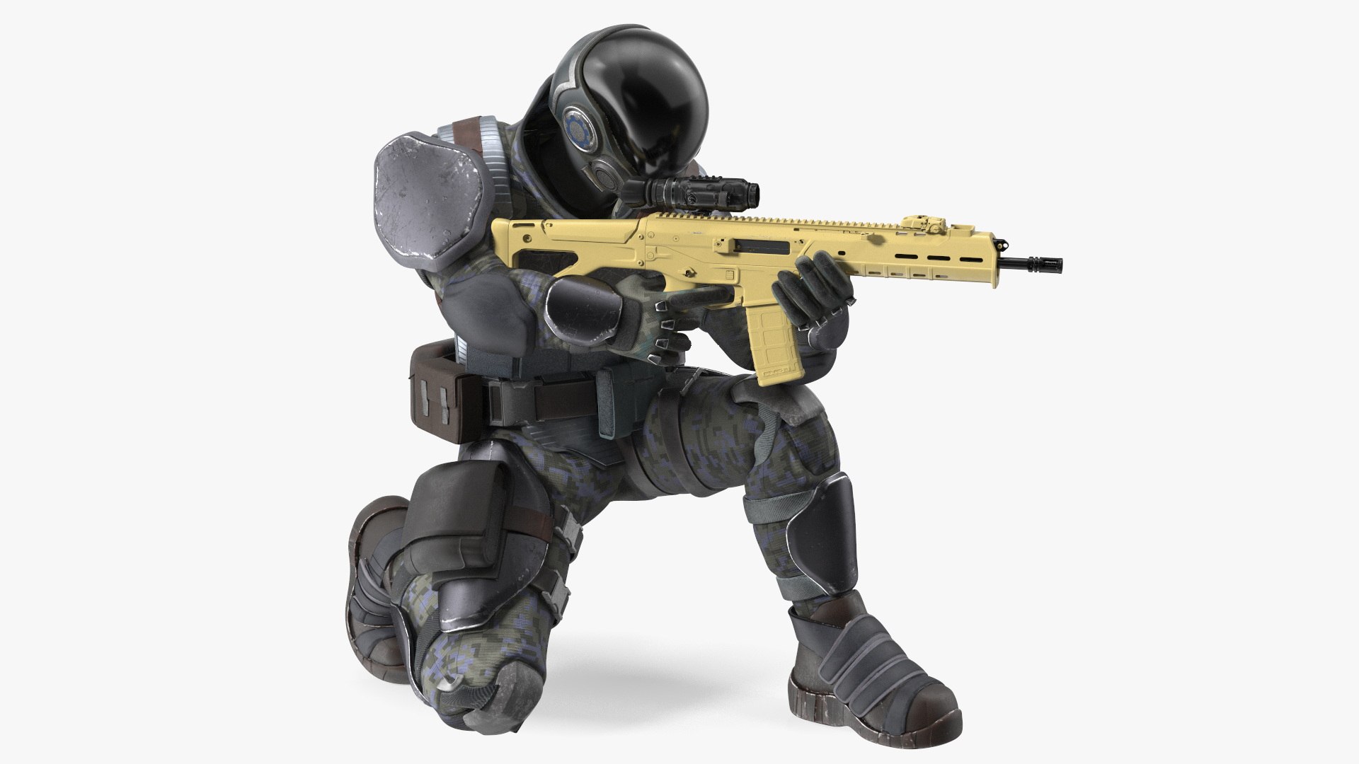 Concept Futuristic Soldier Aiming Pose 3D model preview